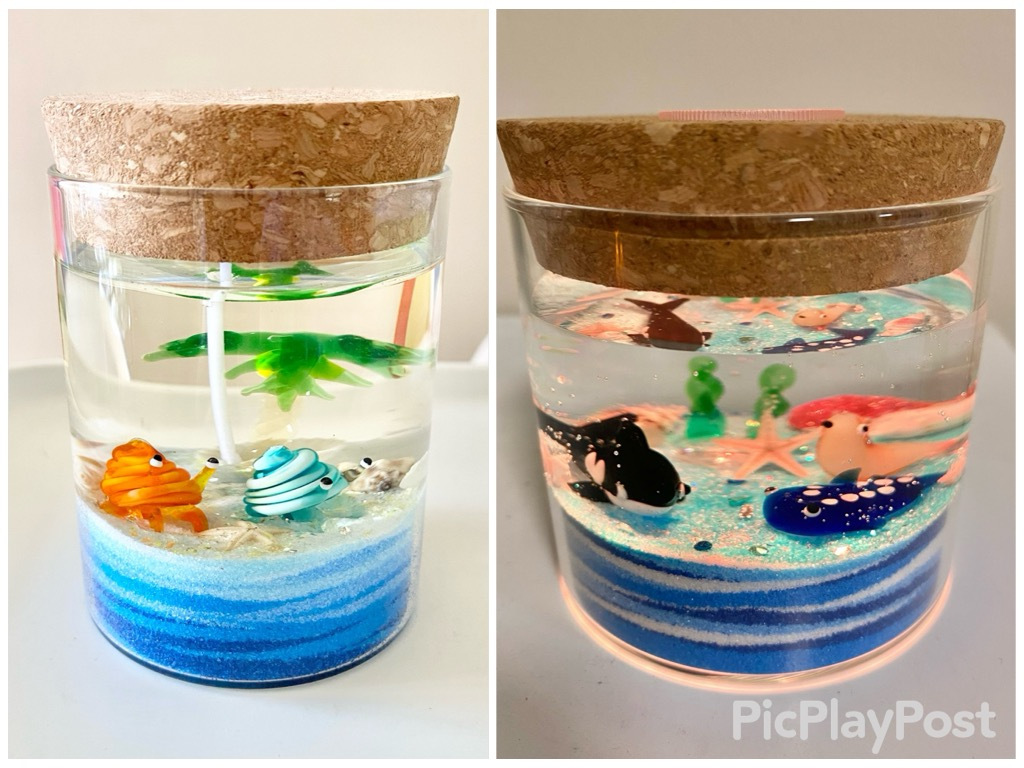 sea animal glass figurine gel candle LED light
