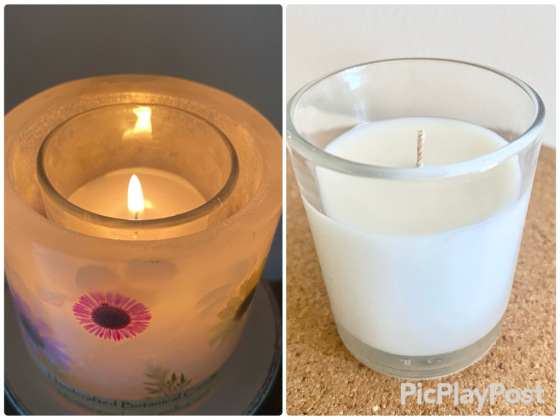 Botanical Art Lantern Workshop at Ocean Decor Candles Gold Coast, showing a participant gently arranging pressed flowers in a mold and displaying finished lanterns with soft botanical designs.